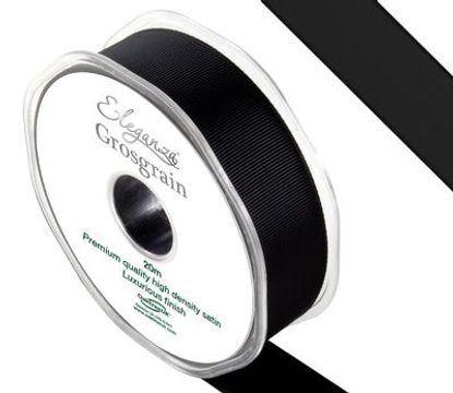 Eleganza Premium Grosgrain Ribbon 25mm x 20m Black No.20 - Ribbons